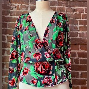 Kooples blouse in size 2. Velvet burnout.